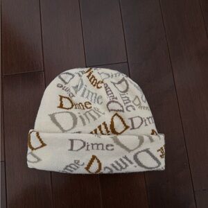 Dime Cream Logo Knit Beanie